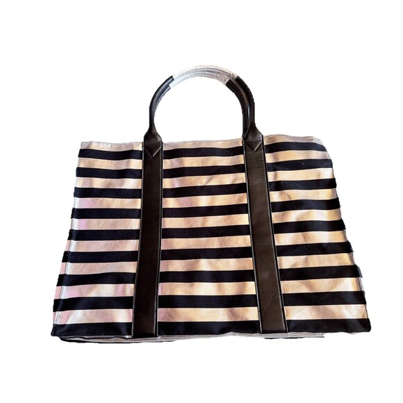 Victoria's Secret Black Metallic Sliver Weekender Bag Travel Vacation Beach Work - Picture 3 of 8